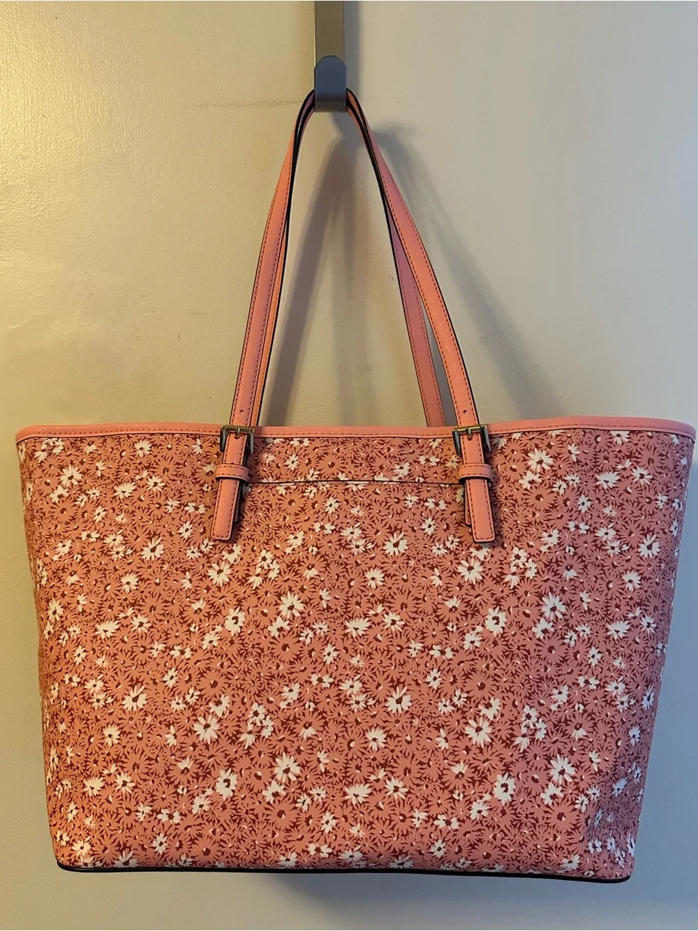 Michael Kors Hamilton Pink Floral Blossom East West Leather Satchel